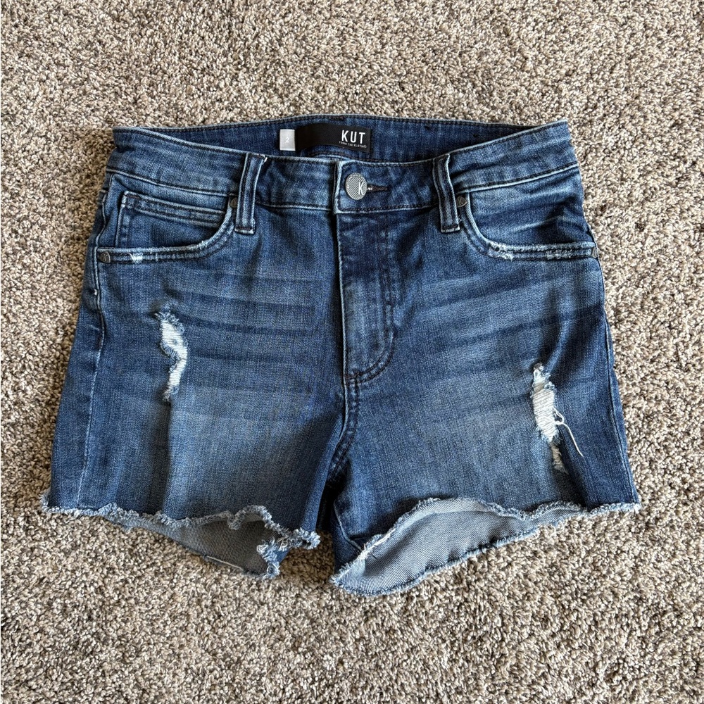Kut from the Kloth Blue Distressed Denim Shorts
